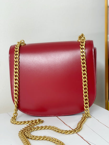 TRIPHOME 19 SADDLE BAG CHERRY RED CALFSKIN