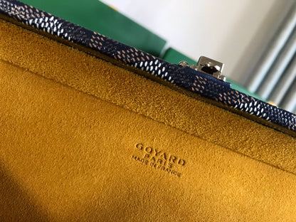 GRAND H?TEL TRUNK BAG 24 IN NAVY BLUE GOYARDINE CANVAS AND CALFSKIN