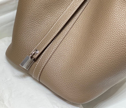 Picotin Lock Etoupe Togo Leather Silver Hardware