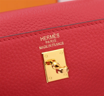 HM KELLY BAG 28 RED TOGO GOLD HARDWARE