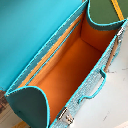 SA?GON PM BAG 28 IN LIGHT BLUE GOYARDINE CANVAS AND CALFSKIN