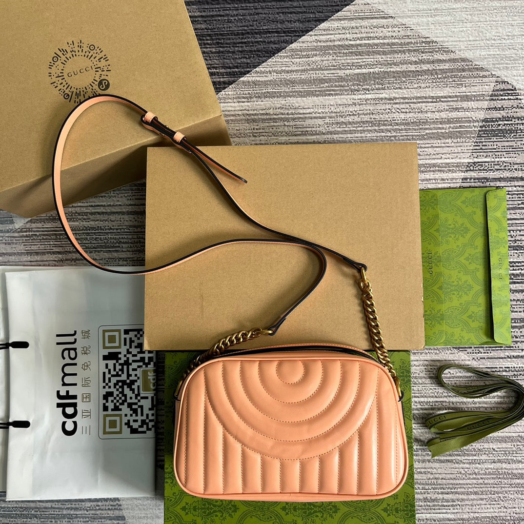 GG MARMONT SMALL 24 MATELASS¨¦ IN PEACH PINK CALFSKIN