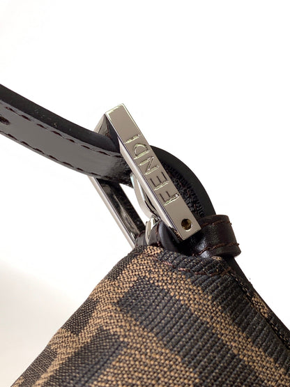 Fend Baguette 27 Shoulder Bag Brown FF Jacquard Fabric Bag Shw