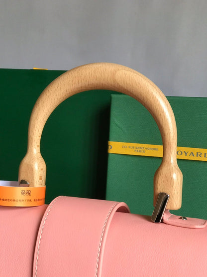 SA?GON PM BAG 28 IN BABY PINK GOYARDINE CANVAS AND CALFSKIN