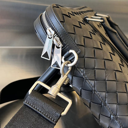SLIM INTRECCIATO BRIEFCASE 36 BLACK CALFSKIN