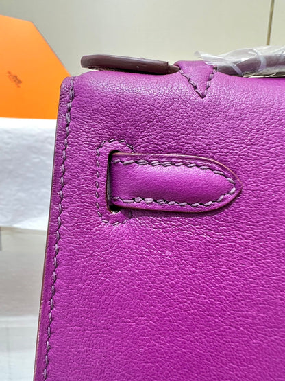 HM KELLY POCHETTE 22CM PURPLE SWIFT SILVER HARDWARE