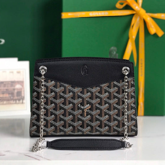 ROUETTE STRUCTUR¨¦ MINI BAG 21 IN BLACK GOYARDINE CANVAS AND CALFSKIN
