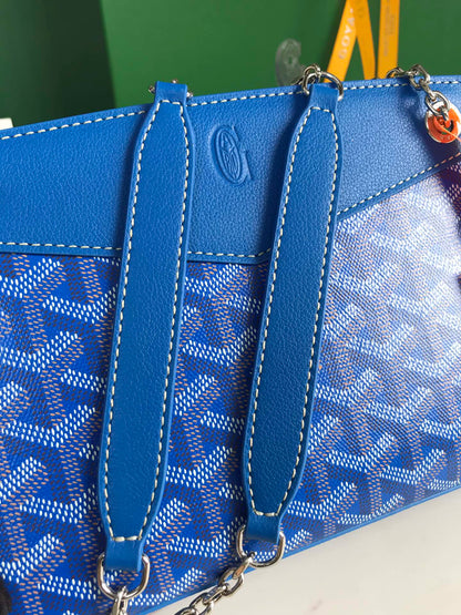 ROUETTE STRUCTUR¨¦ MINI BAG 21 IN SAPPHIRE BLUE GOYARDINE CANVAS AND CALFSKIN