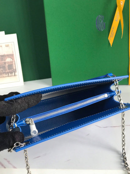 ROUETTE STRUCTUR¨¦ MINI BAG 21 IN SAPPHIRE BLUE GOYARDINE CANVAS AND CALFSKIN