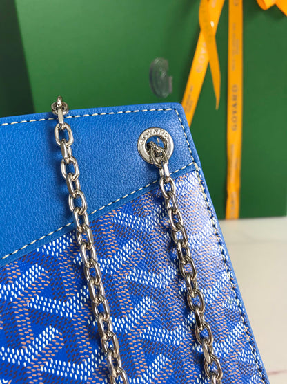 ROUETTE STRUCTUR¨¦ MINI BAG 21 IN SAPPHIRE BLUE GOYARDINE CANVAS AND CALFSKIN