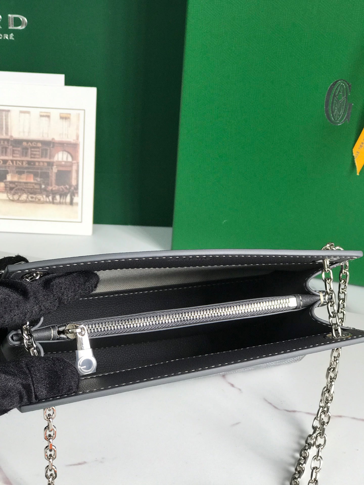 ROUETTE STRUCTUR¨¦ MINI BAG 21 IN GREY BLACK GOYARDINE CANVAS AND CALFSKIN