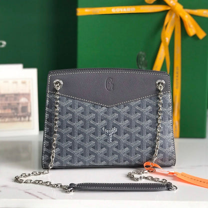 ROUETTE STRUCTUR¨¦ MINI BAG 21 IN GREY BLACK GOYARDINE CANVAS AND CALFSKIN