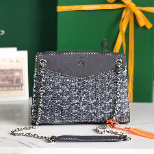 ROUETTE STRUCTUR¨¦ MINI BAG 21 IN GREY BLACK GOYARDINE CANVAS AND CALFSKIN