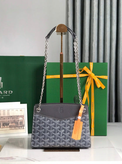 ROUETTE STRUCTUR¨¦ MINI BAG 21 IN GREY BLACK GOYARDINE CANVAS AND CALFSKIN