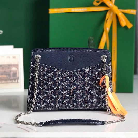 ROUETTE STRUCTUR¨¦ MINI BAG 21 IN NAVY BLUE GOYARDINE CANVAS AND CALFSKIN
