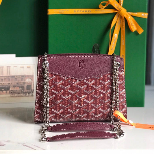 ROUETTE STRUCTUR¨¦ MINI BAG 21 IN WINE RED GOYARDINE CANVAS AND CALFSKIN