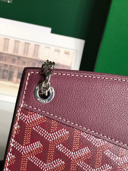 ROUETTE STRUCTUR¨¦ MINI BAG 21 IN WINE RED GOYARDINE CANVAS AND CALFSKIN
