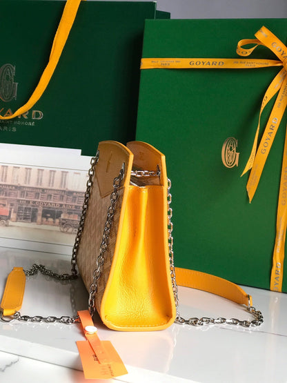 ROUETTE STRUCTUR¨¦ MINI BAG 21 IN YELLOW GOYARDINE CANVAS AND CALFSKIN