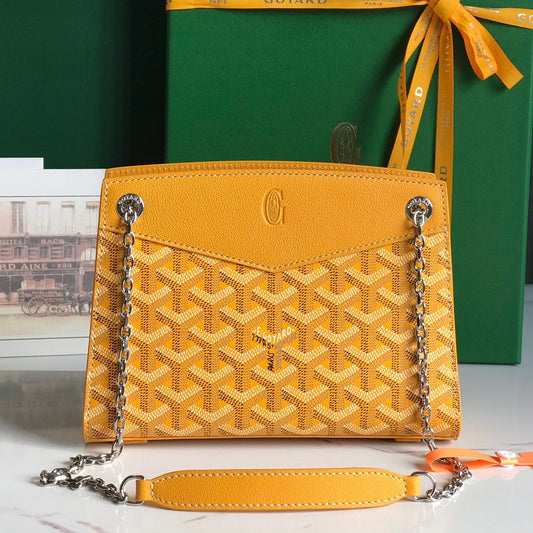 ROUETTE STRUCTUR¨¦ MINI BAG 21 IN YELLOW GOYARDINE CANVAS AND CALFSKIN