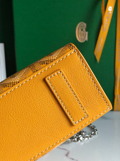 ROUETTE STRUCTUR¨¦ MINI BAG 21 IN YELLOW GOYARDINE CANVAS AND CALFSKIN