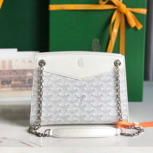 ROUETTE STRUCTUR¨¦ MINI BAG 21 IN WHITE GOYARDINE CANVAS AND CALFSKIN