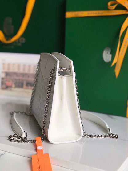 ROUETTE STRUCTUR¨¦ MINI BAG 21 IN WHITE GOYARDINE CANVAS AND CALFSKIN
