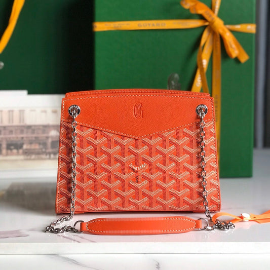 ROUETTE STRUCTUR¨¦ MINI BAG 21 IN ORANGE GOYARDINE CANVAS AND CALFSKIN