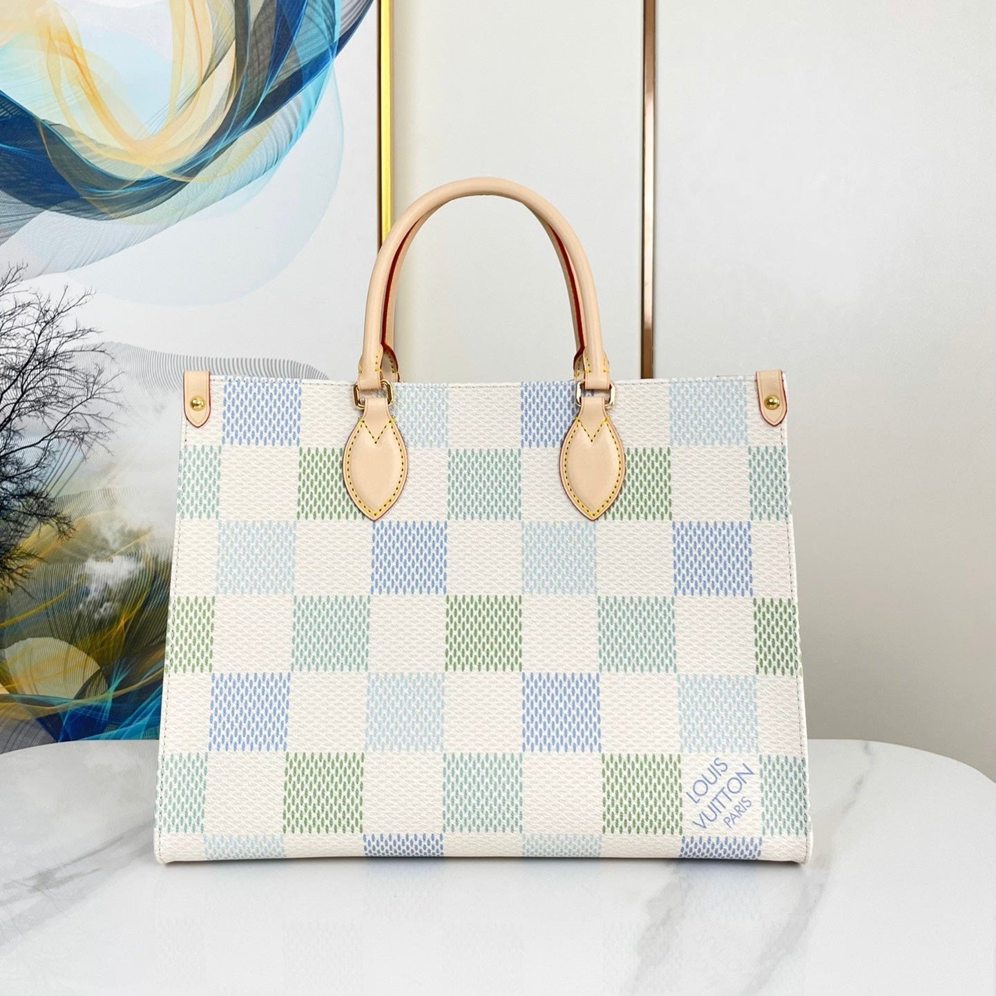 ONTHEGO 35 IN PISTACHIO DAMIER GIANT CANVAS