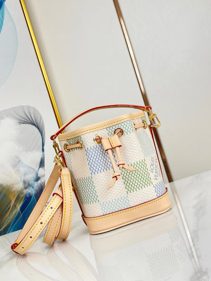 NANO NO¨¦ 16 IN PISTACHIO DAMIER GIANT CANVAS GOLD HARDWARE