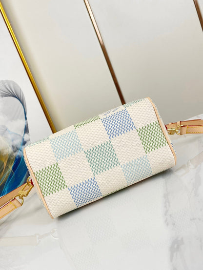 SPEEDY BANDOULI¨¨RE 20 IN PISTACHIO DAMIER GIANT CANVAS GOLD HARDWARE