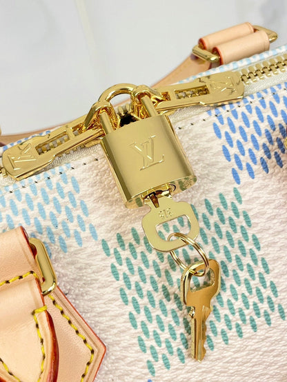 SPEEDY BANDOULI¨¨RE 20 IN PISTACHIO DAMIER GIANT CANVAS GOLD HARDWARE