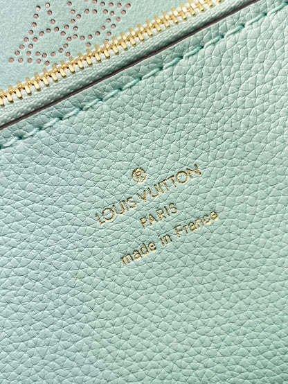 CARMEL 40 IN SKY BLUE MONOGRAM PERFORATED CALFSKIN