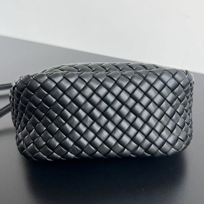 BV Small Cobble Top Handle 23cm Black Lambskin