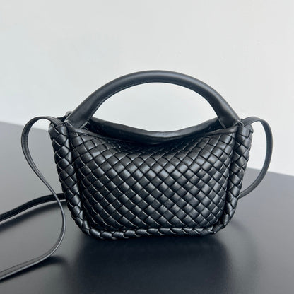 BV Small Cobble Top Handle 23cm Black Lambskin