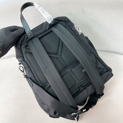 PRA BACKPACK 38 IN BLACK RE-NYLON AND SAFFIANO LEATHER