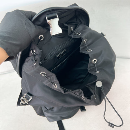 PRA BACKPACK 38 IN BLACK RE-NYLON AND SAFFIANO LEATHER