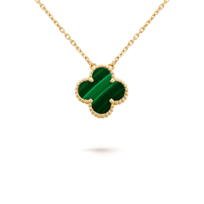 DIANA CLOVER 15MM MALACHITE SINGLE FLOWER  NECKLACE