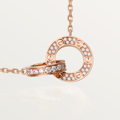 DIANA LOVE 7.6MM NECKLACE ROSE GOLD AND SILVER  FULL DIAMOND