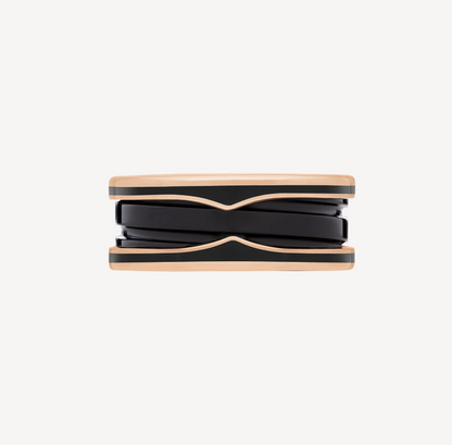 DIANA ZERO 1 TWO-BAND WITH MATTE BLACK CERAMIC PINK GOLD RING