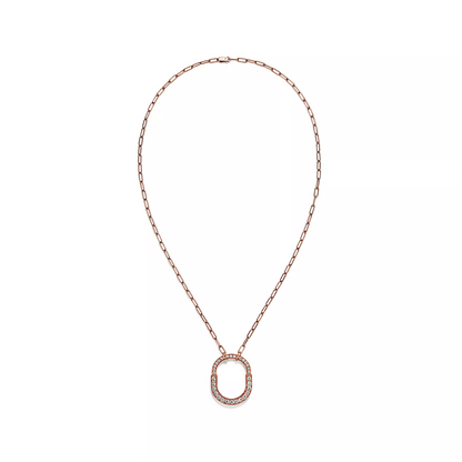 LOCK NECKLACE MEDIUM PENDANT PINK GOLD PAVED DIAMONDS