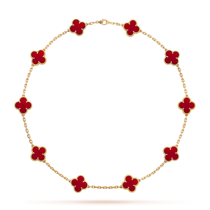 CLOVER 10 MOTIFS CARNELIAN NECKLACE