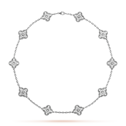 CLOVER 10 MOTIFS DIAMOND NECKLACE