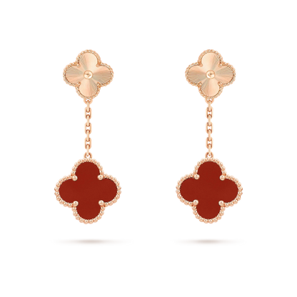 CLOVER 2 MOTIF  LASER CARNELIAN EARRINGS