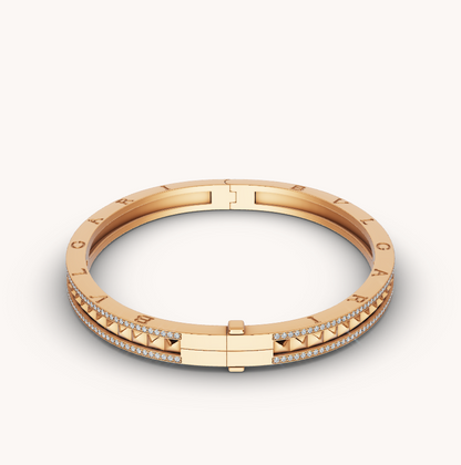 DIANA ZERO 1 SPIRAL AND PAVED DIAMOND GOLD BRACELET