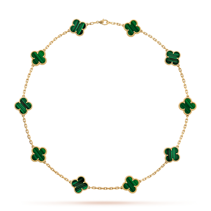 CLOVER 10 MOTIFS MALACHITE NECKLACE