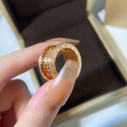 DIANA ZERO 1 ROCK GOLD CERAMIC WITH PAVED DIAMONDS RING