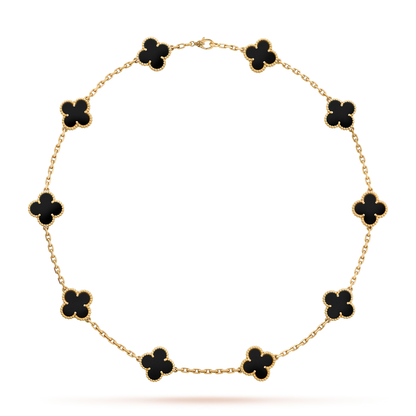 CLOVER 10 MOTIFS ONYX NECKLACE
