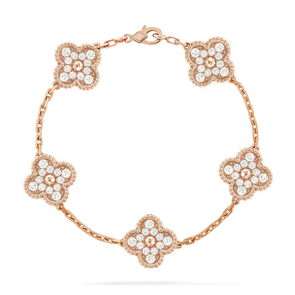 CLOVER 5 MOTIFS  FULL DIAMOND BRACELET