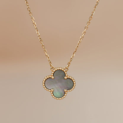 DIANA CLOVER 15MM  GRAY MOTHER OF PEARL NECKLACE