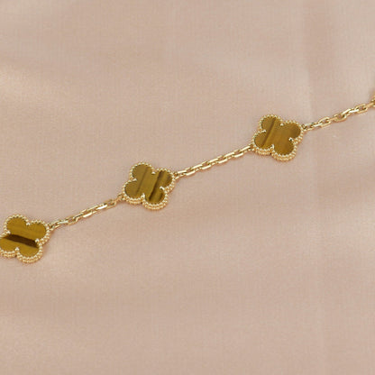 DIANA CLOVER  5 MOTIFS TIGER EYE BRACELET